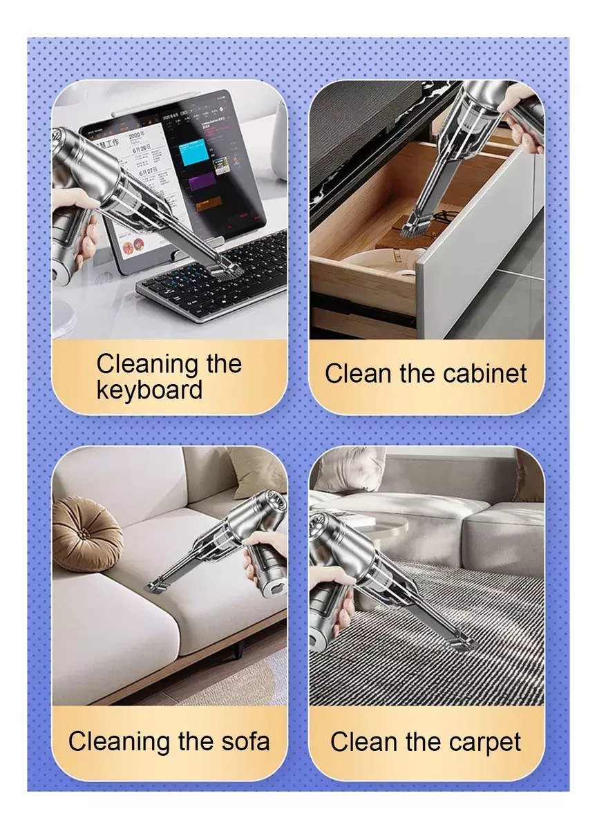 Aspiradora Portátil Mini USB Multifunción Recargable Plata-3