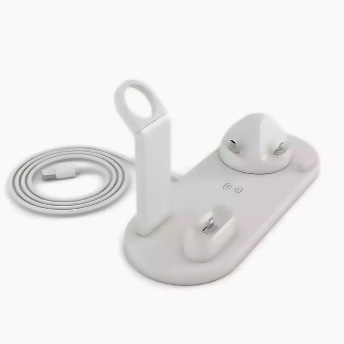Estación de Carga Multifunción 3 en 1 Compatible Con iPhone y Apple Watch Blanco-4