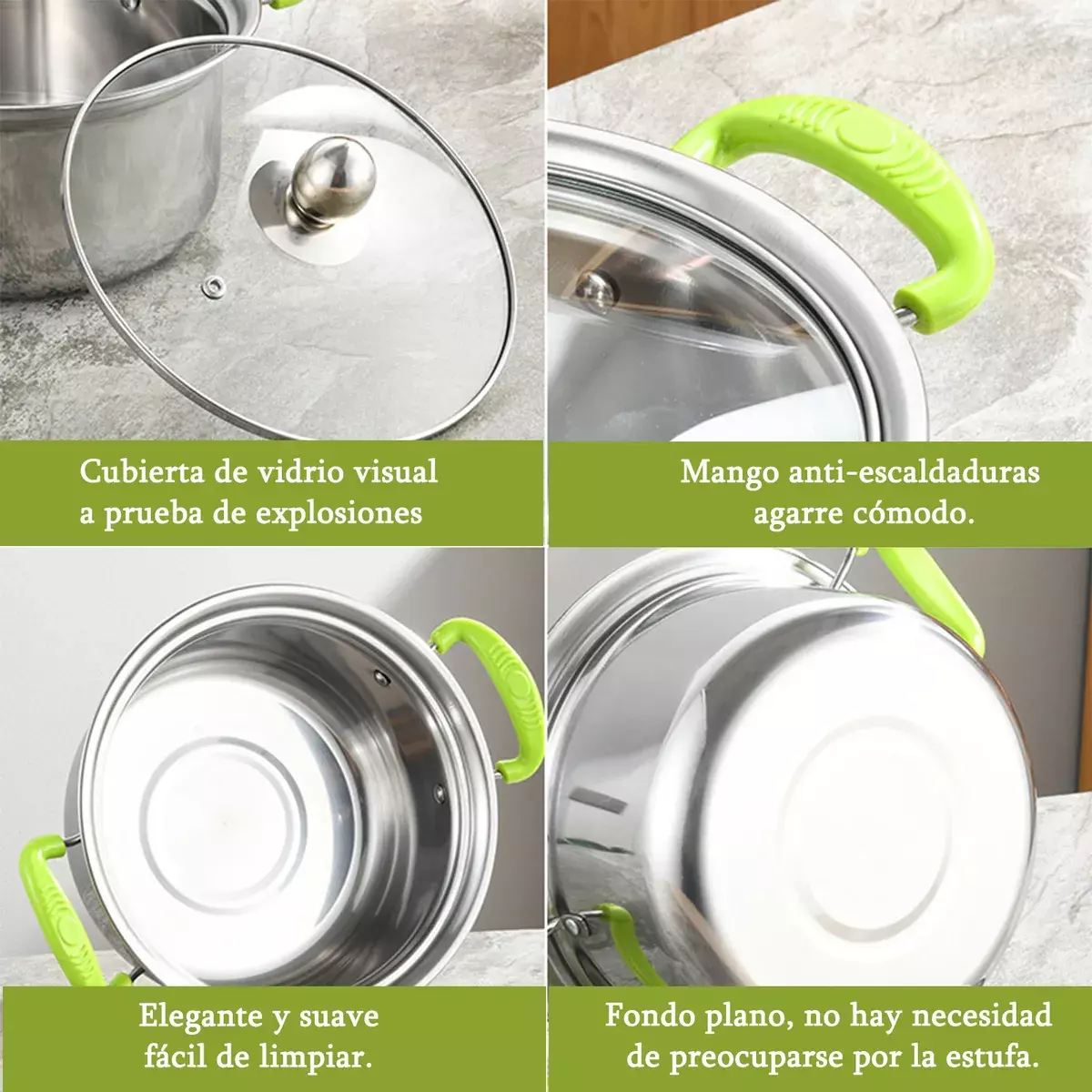 Juego de Ollas Acero Inoxidable con Tapa Vidrio Mango Antideslizante-5