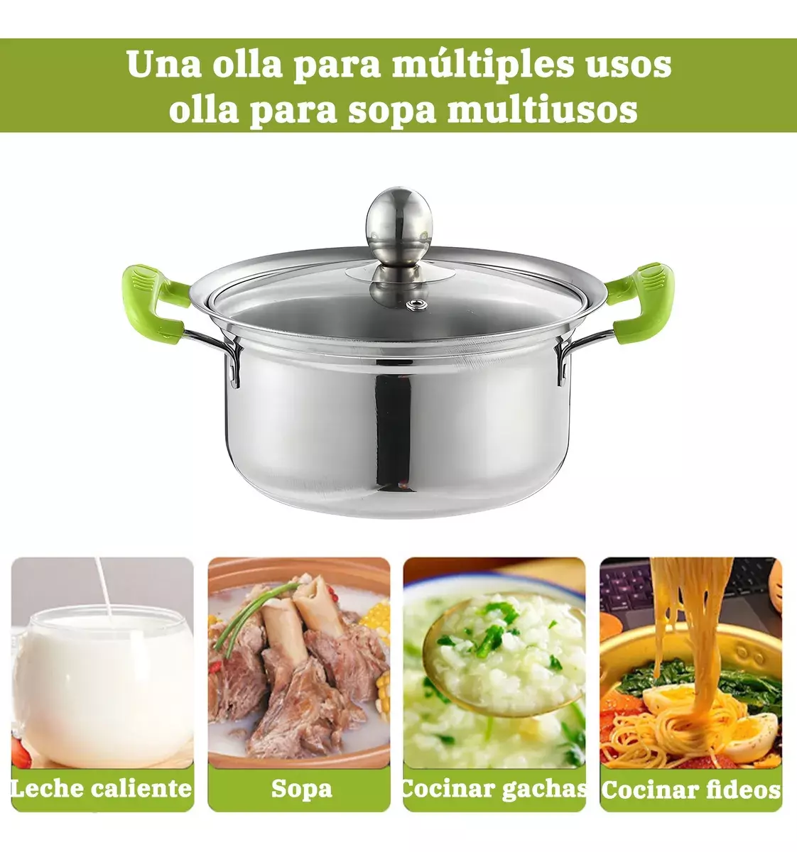 Juego de Ollas Acero Inoxidable con Tapa Vidrio Mango Antideslizante-6