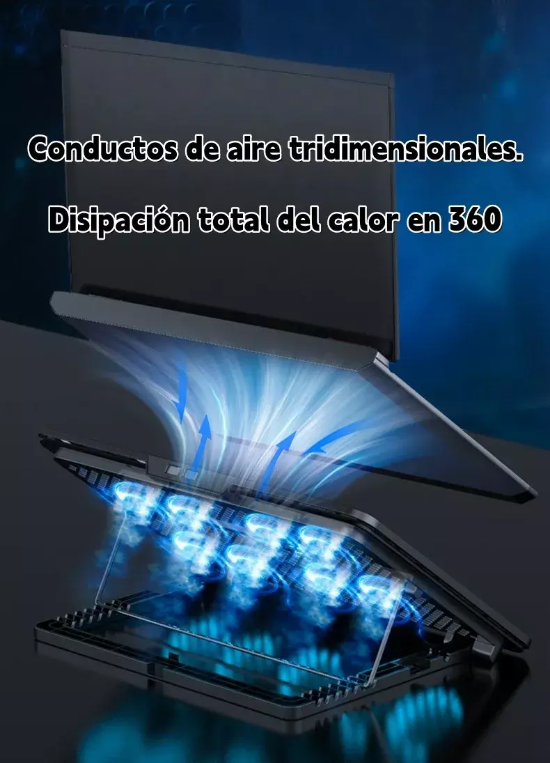 Base Enfriadora Para Laptop 8 Ventiladores RGB USB Ajustable-2
