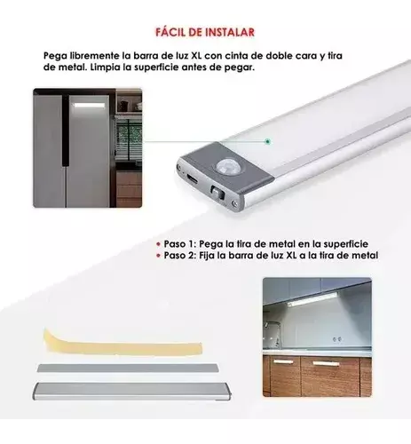 Luz LED XL Sensor Movimiento Recargable USB 2500mAh Interior-5