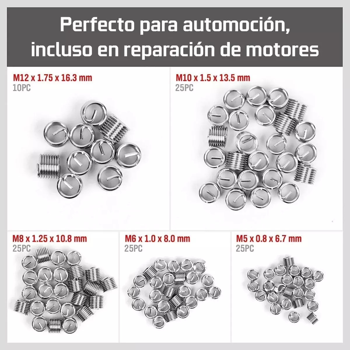 Kit de Reparación de Roscas Metrica Acero Múltiples Tamaños-6