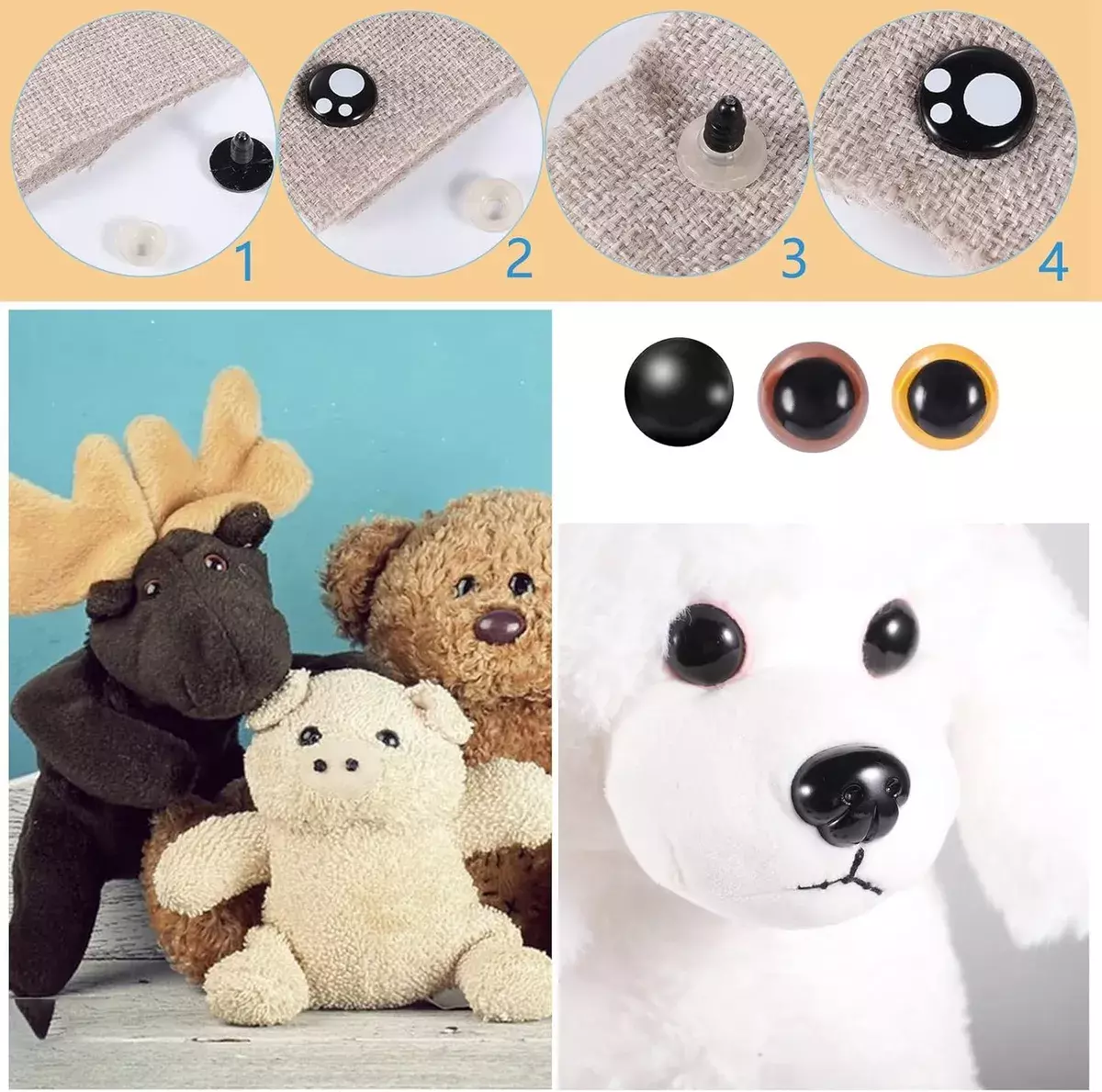 Kit De Ojos De Seguridad De Plástico Para Manualidades 540 Piezas-3