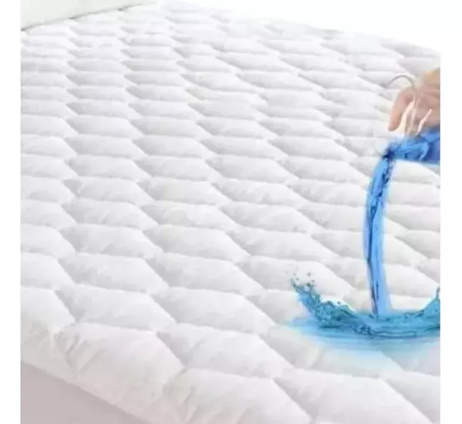 Protector de Colchón Impermeable Poliéster Acolchado Elástico Blancо-2