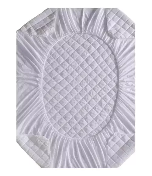 Protector de Colchón Impermeable Poliéster Acolchado Elástico Blancо-3