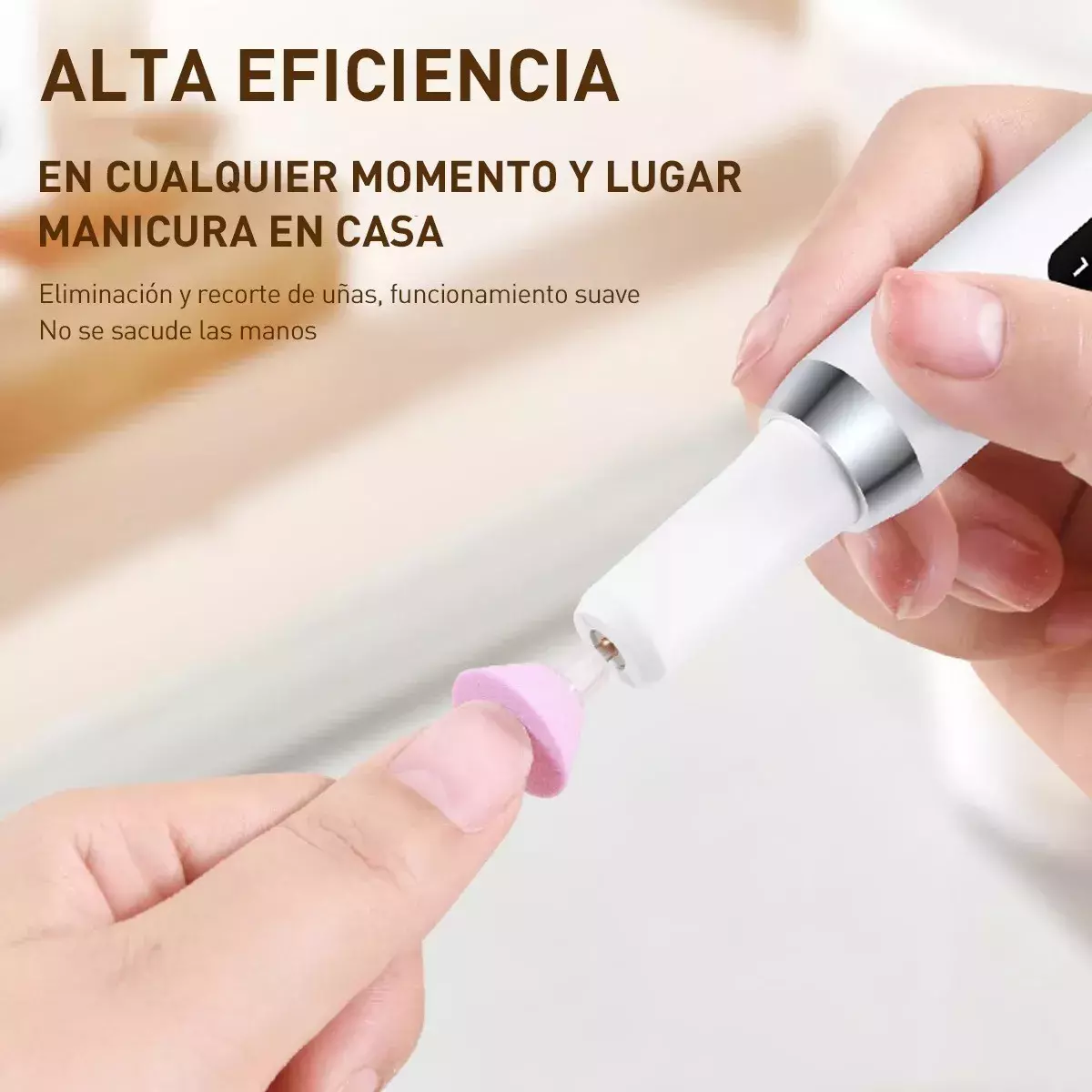 Lima Eléctrica de Uñas Reutilizable Portátil Multifunción Blanca-3