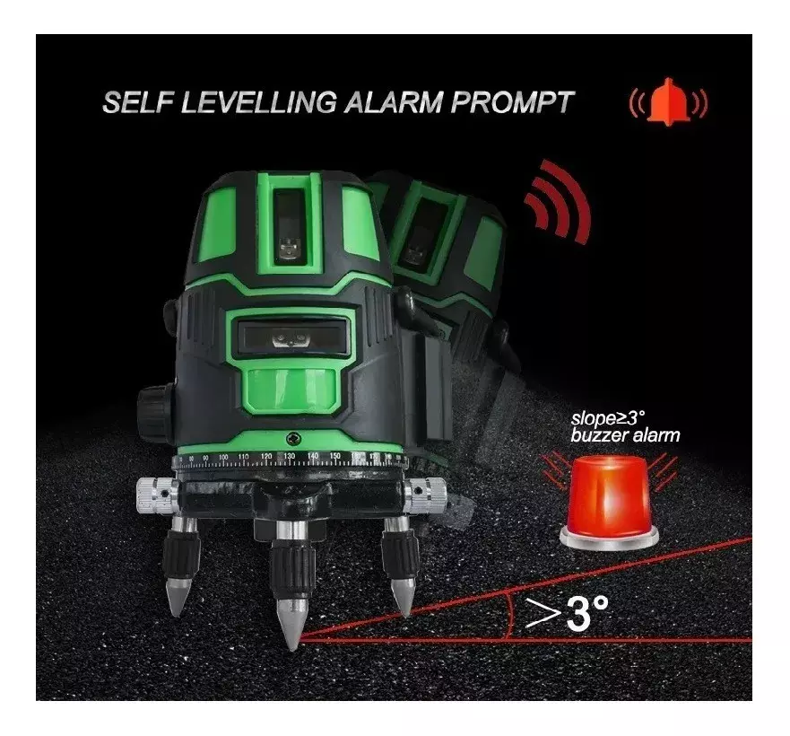 Nivel Láser Automático 360° 5 Líneas Verde Recargable Interior/Exterior-7
