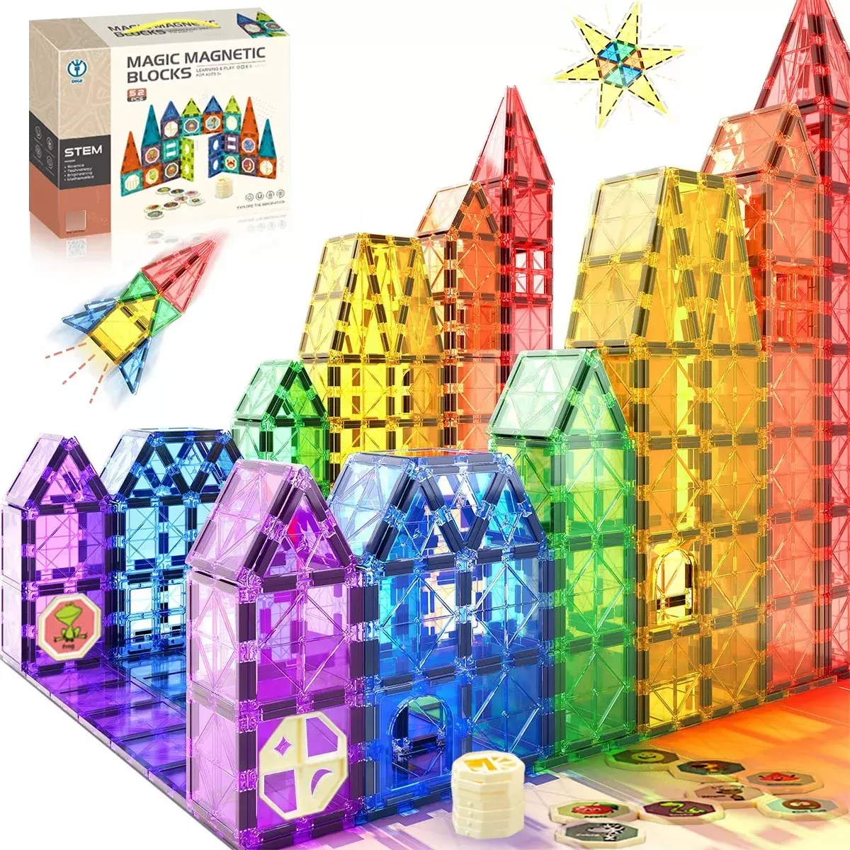 Bloques de Construcción Magnéticos Niños STEM Plástico ABS-0