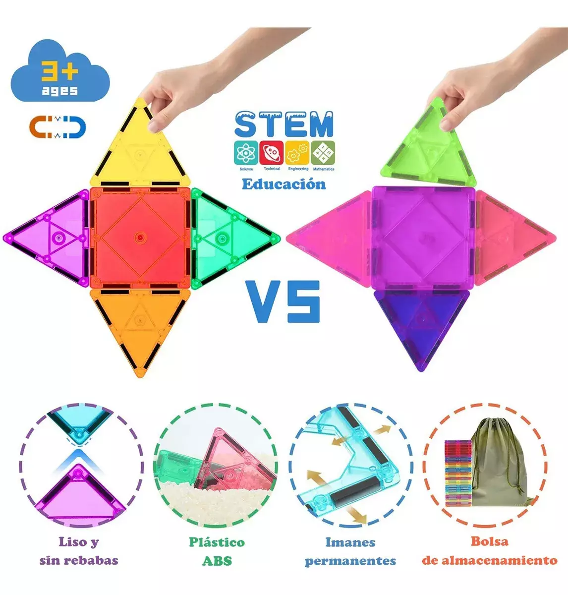 Bloques de Construcción Magnéticos Niños STEM Plástico ABS-2