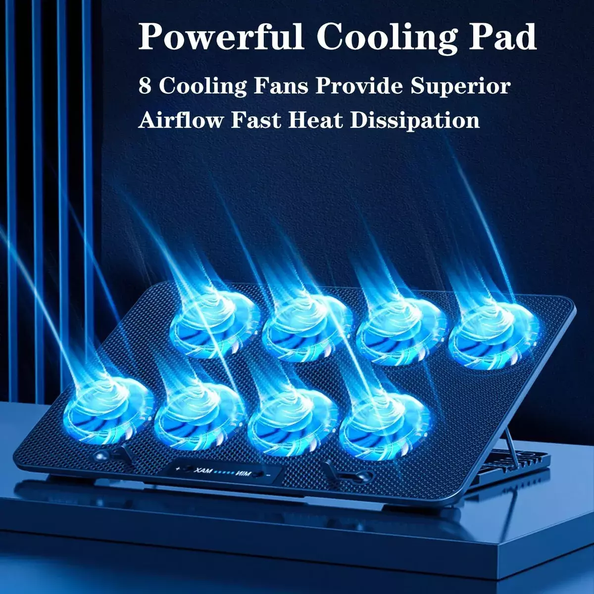 Base Refrigerante Para Laptop 8 Ventiladores RGB Ajustable USB-4