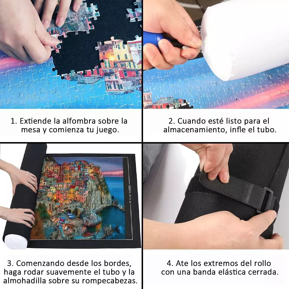 Alfombra Portátil para Rompecabezas Color Negro 1500 Piezas + Accesorios-2