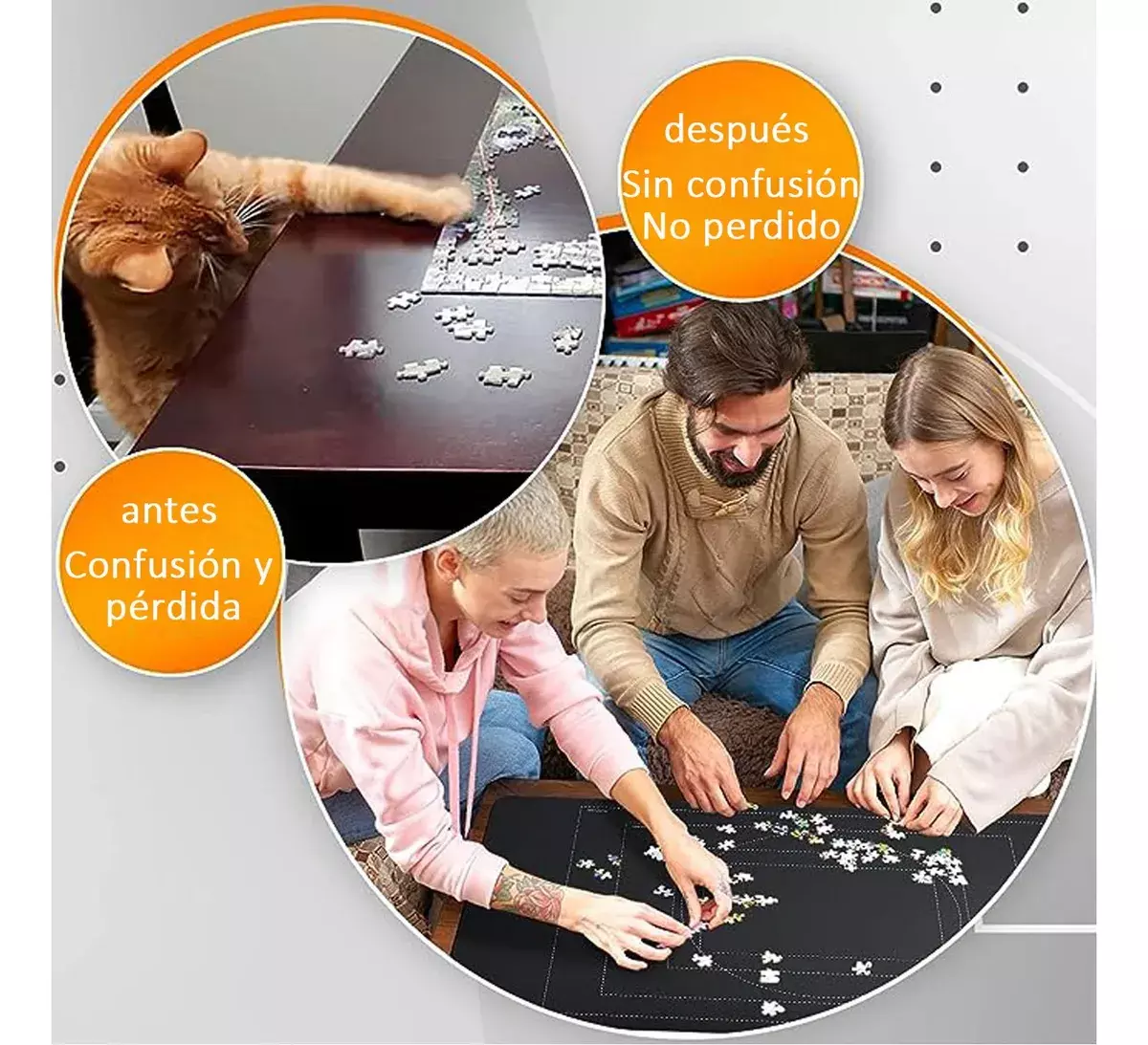 Alfombra Portátil para Rompecabezas Color Negro 1500 Piezas + Accesorios-3