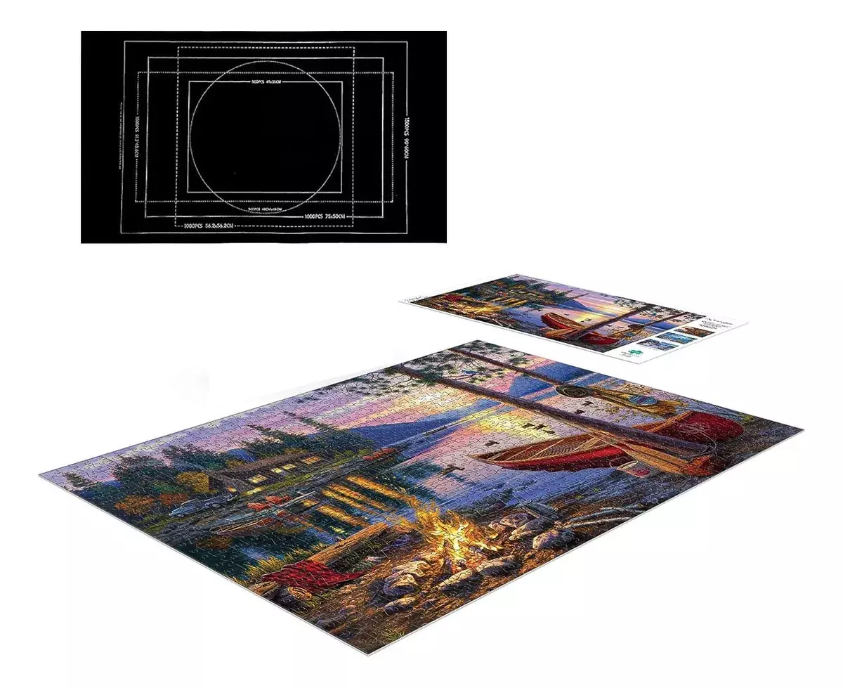 Alfombra Portátil para Rompecabezas Color Negro 1500 Piezas + Accesorios-8