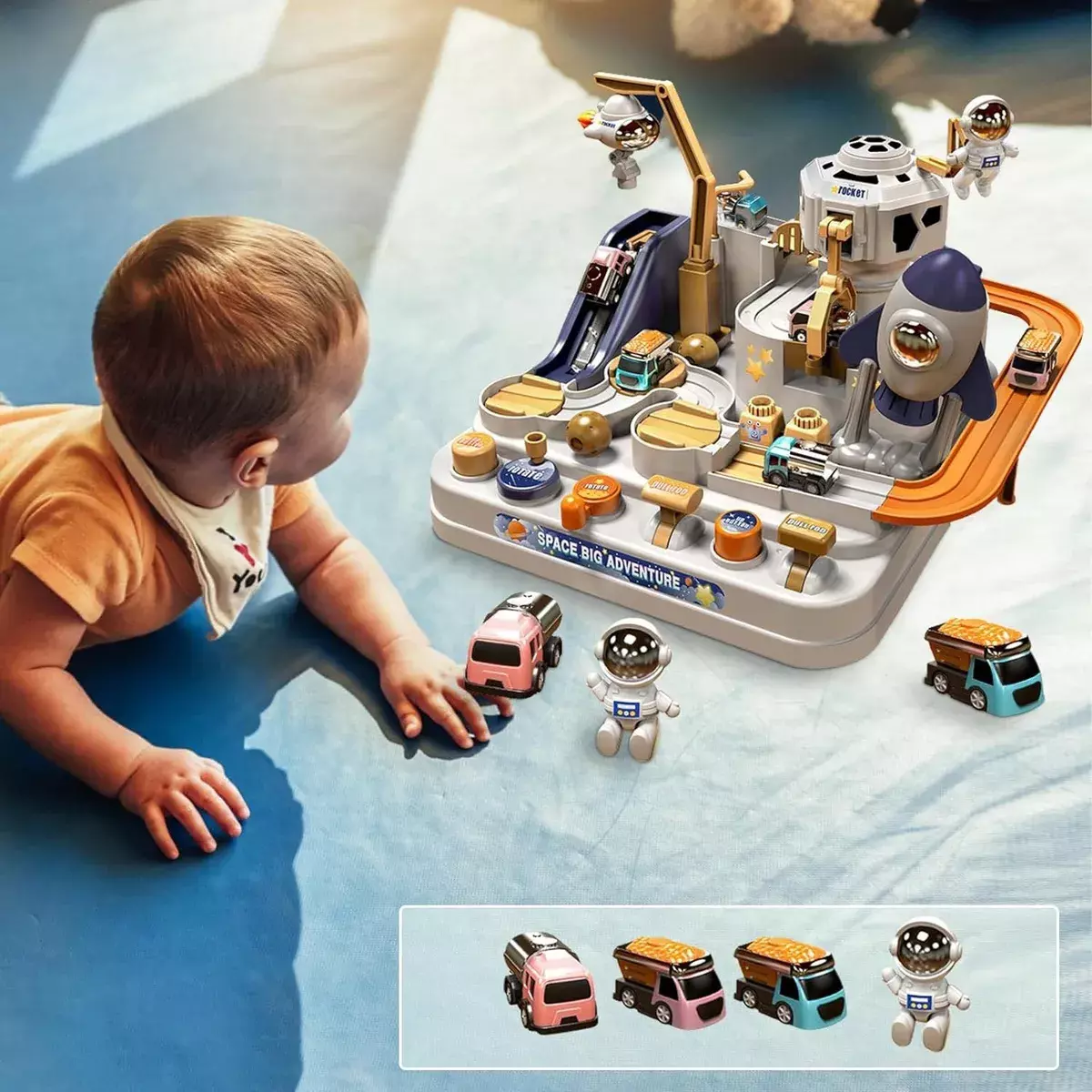Juego de Mesa Espacial Interactivo para Niños con Coches y Astronautas-7