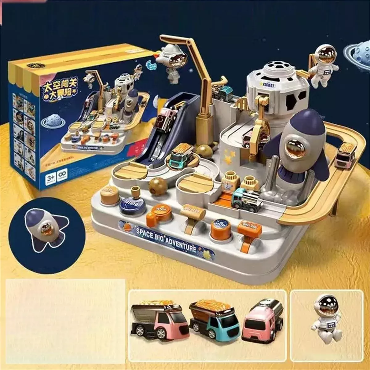 Juego de Mesa Espacial Interactivo para Niños con Coches y Astronautas-9