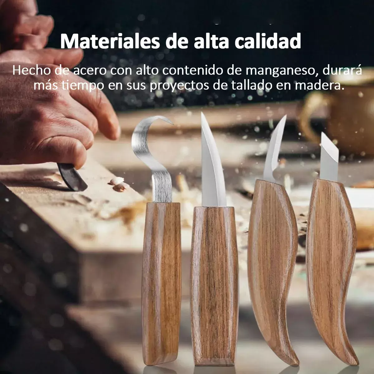 Set De Herramientas De Tallado En Madera Acero Mango De Madera Para Escultura-3