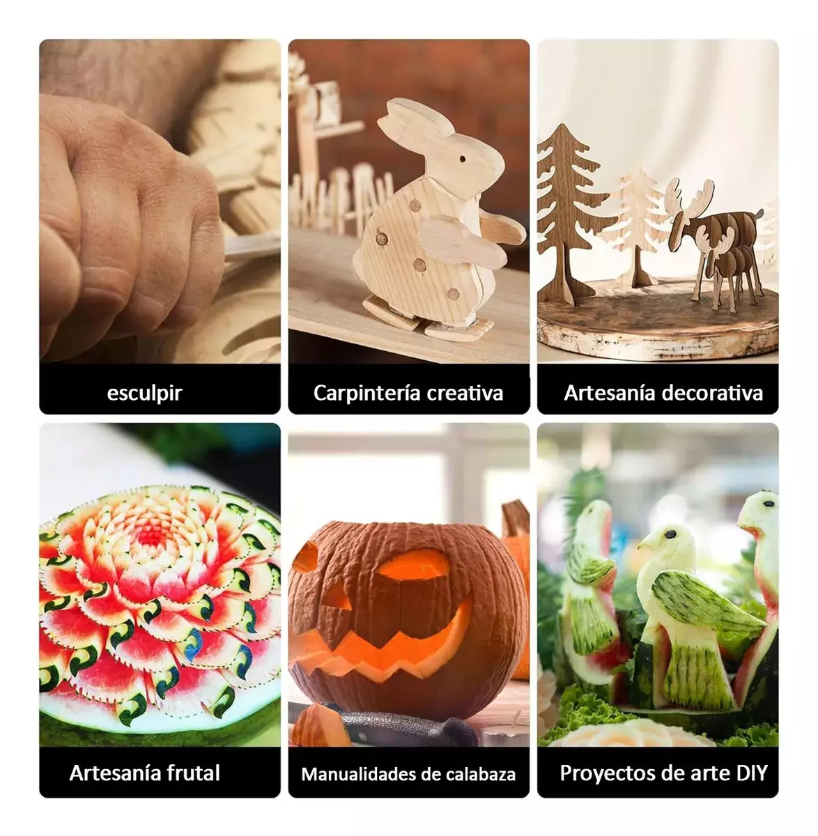 Set De Herramientas De Tallado En Madera Acero Mango De Madera Para Escultura-4