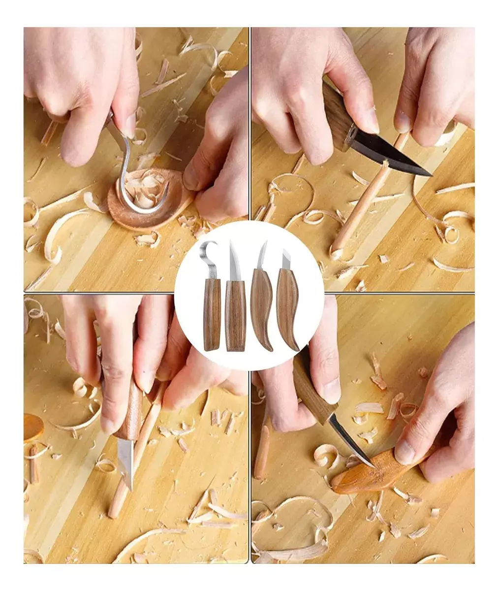 Set De Herramientas De Tallado En Madera Acero Mango De Madera Para Escultura-5