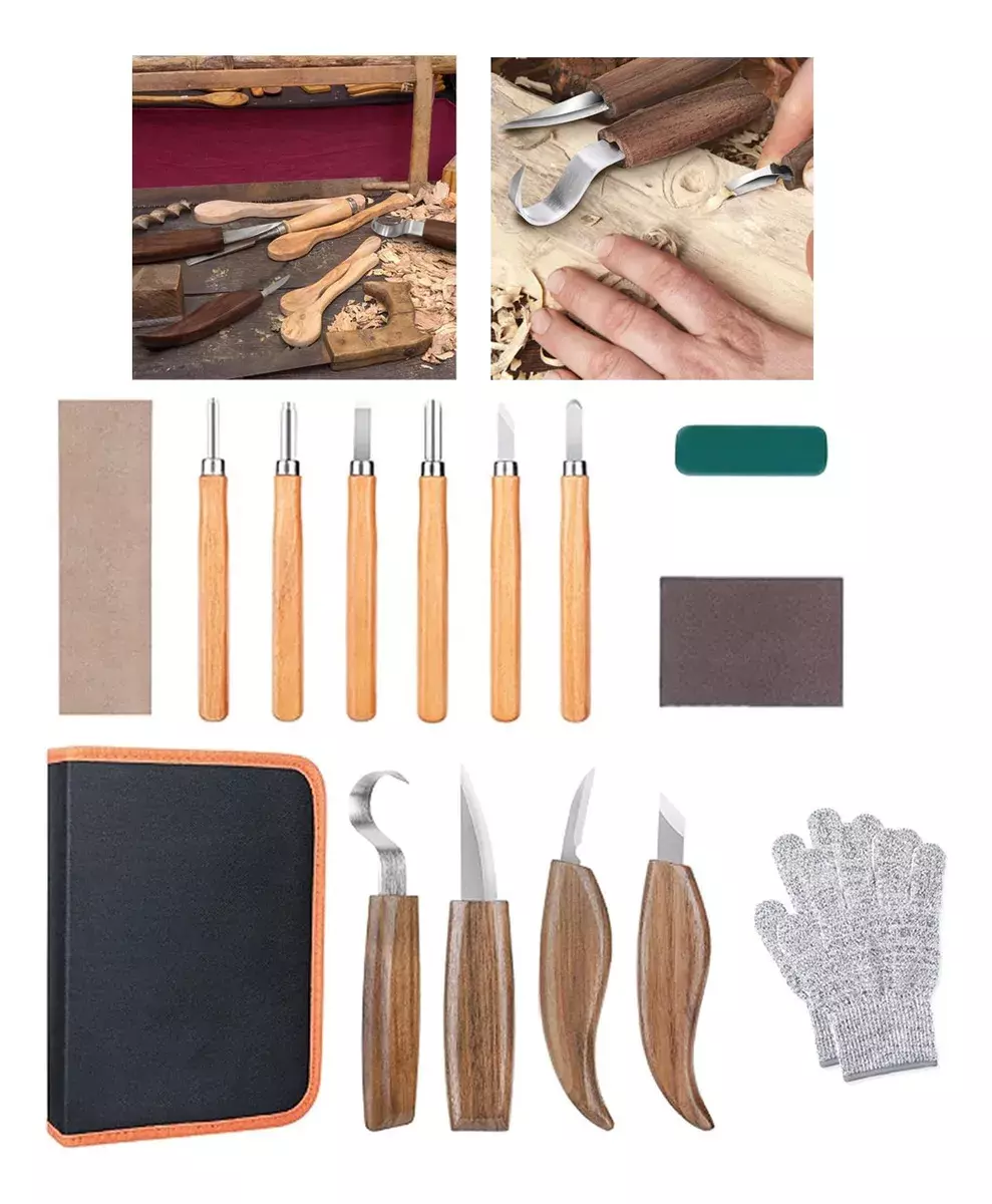 Set De Herramientas De Tallado En Madera Acero Mango De Madera Para Escultura-7