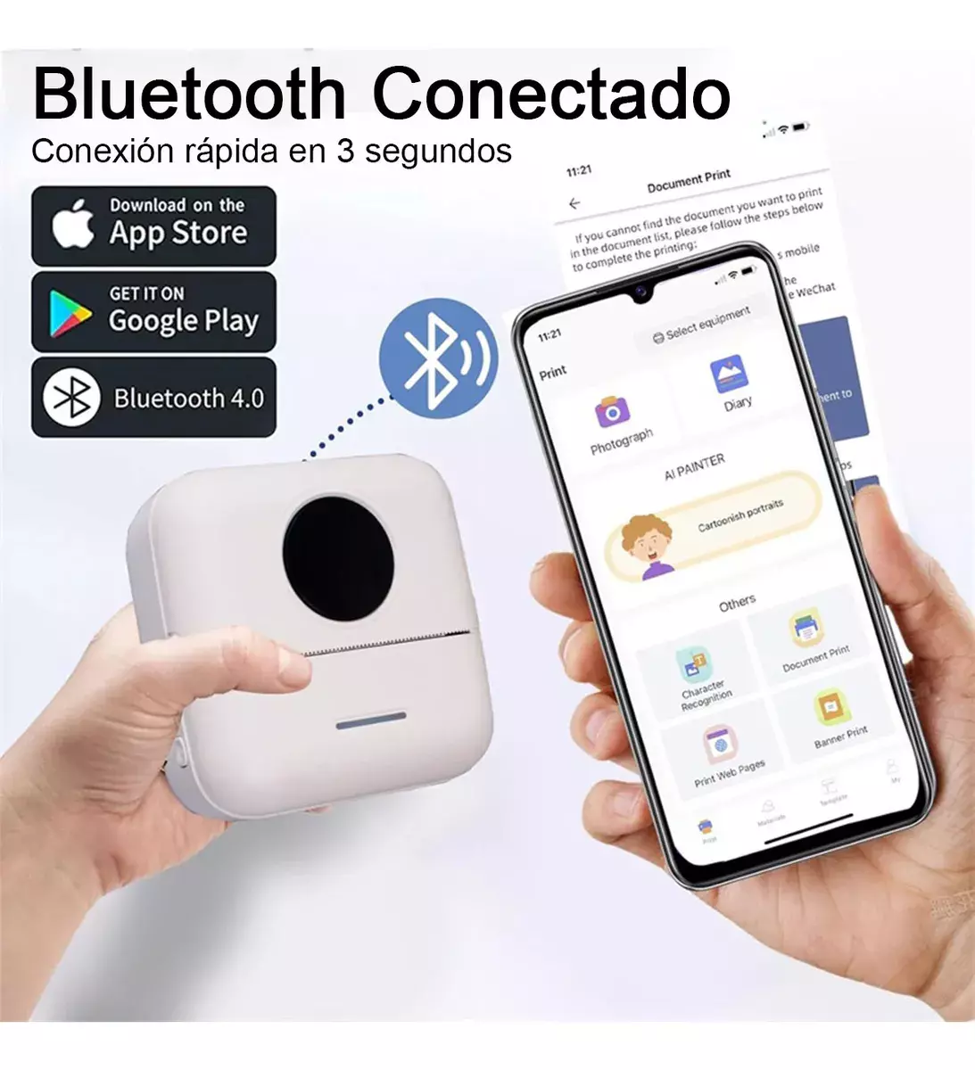 Impresora Portátil Mini Bluetooth Sin Tinta-2