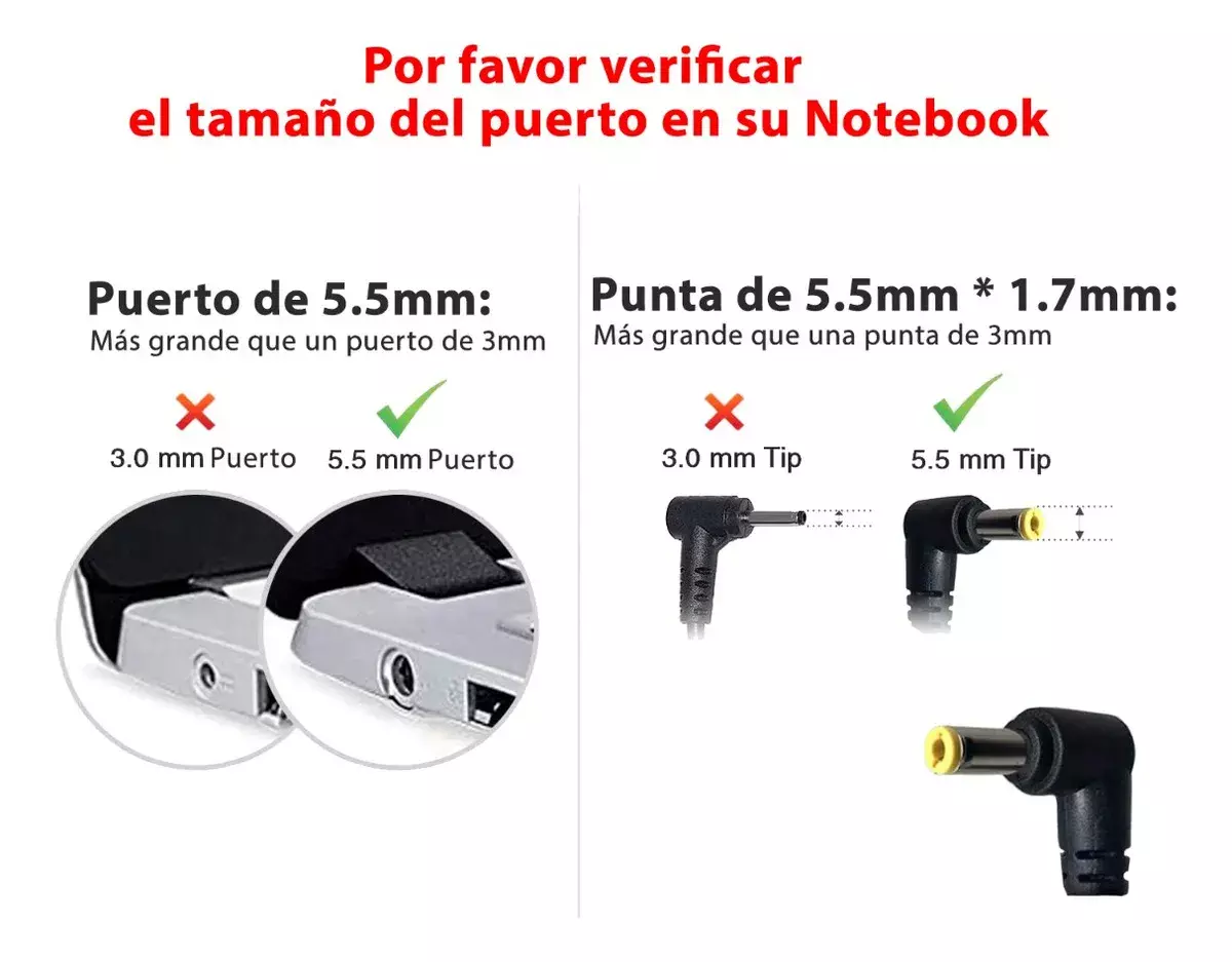 Cargador Para Notebook 5.5mm x 1.7mm Punta Amarilla-2