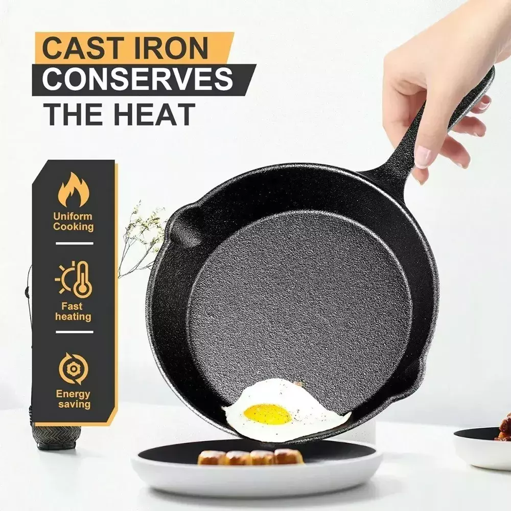 Set de Sartenes de Hierro Fundido Antiadherente Pre-Sazonado-6