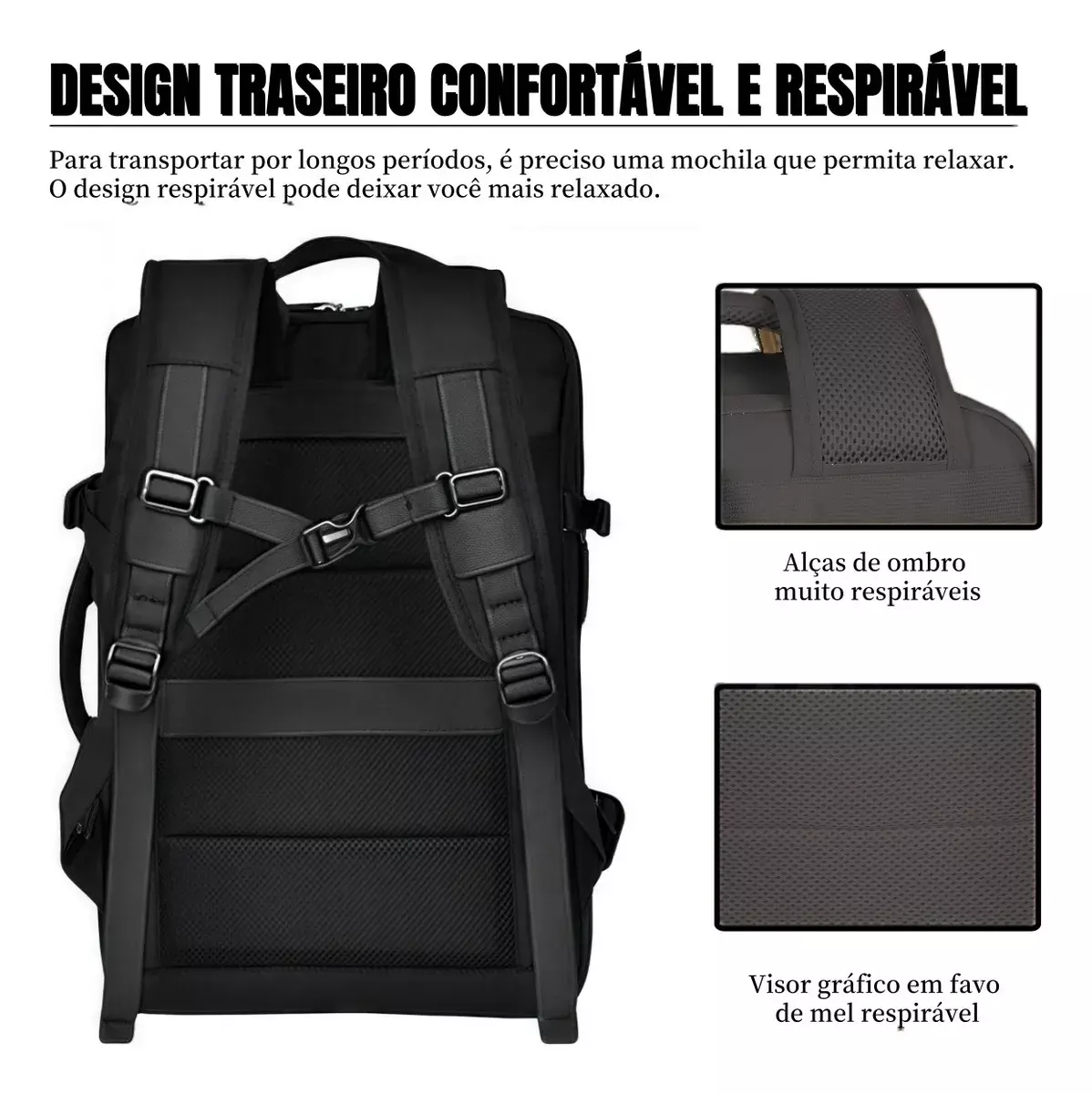 Mochila Impermeable Con Puerto USB Unisex Compartimento Para Laptop Y Zapatos 20L Negra-6