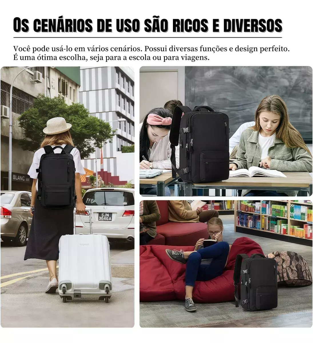 Mochila Impermeable Con Puerto USB Unisex Compartimento Para Laptop Y Zapatos 20L Negra-8