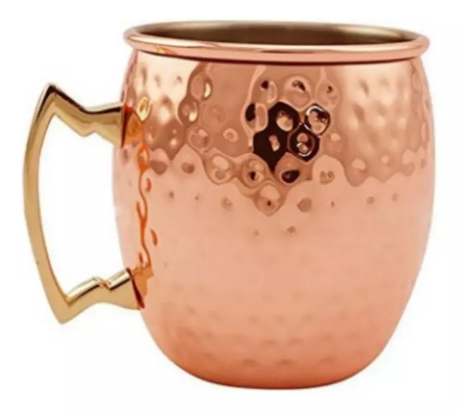 Juego De Tazas Mule De Cobre Martillado 4 Piezas Asa Dorada 473ml-4