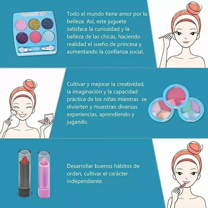 Kit de Maquillaje Infantil Lavable No Tóxico Juguete Creativo-7