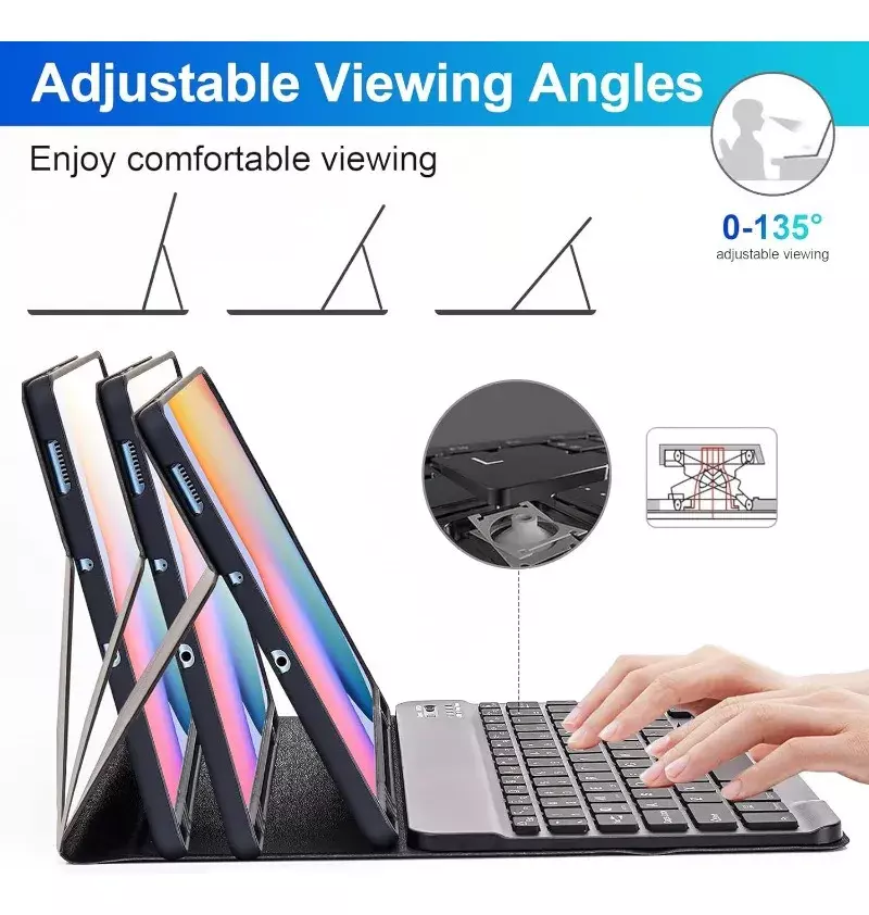 Teclado Inalámbrico Retroiluminado con Funda Protectora Ajustable Compatibilidad Multiplataforma-8