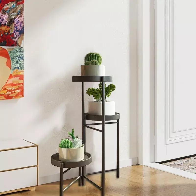 Estante de Plantas Metálico Plegable 3 Niveles Negro-6