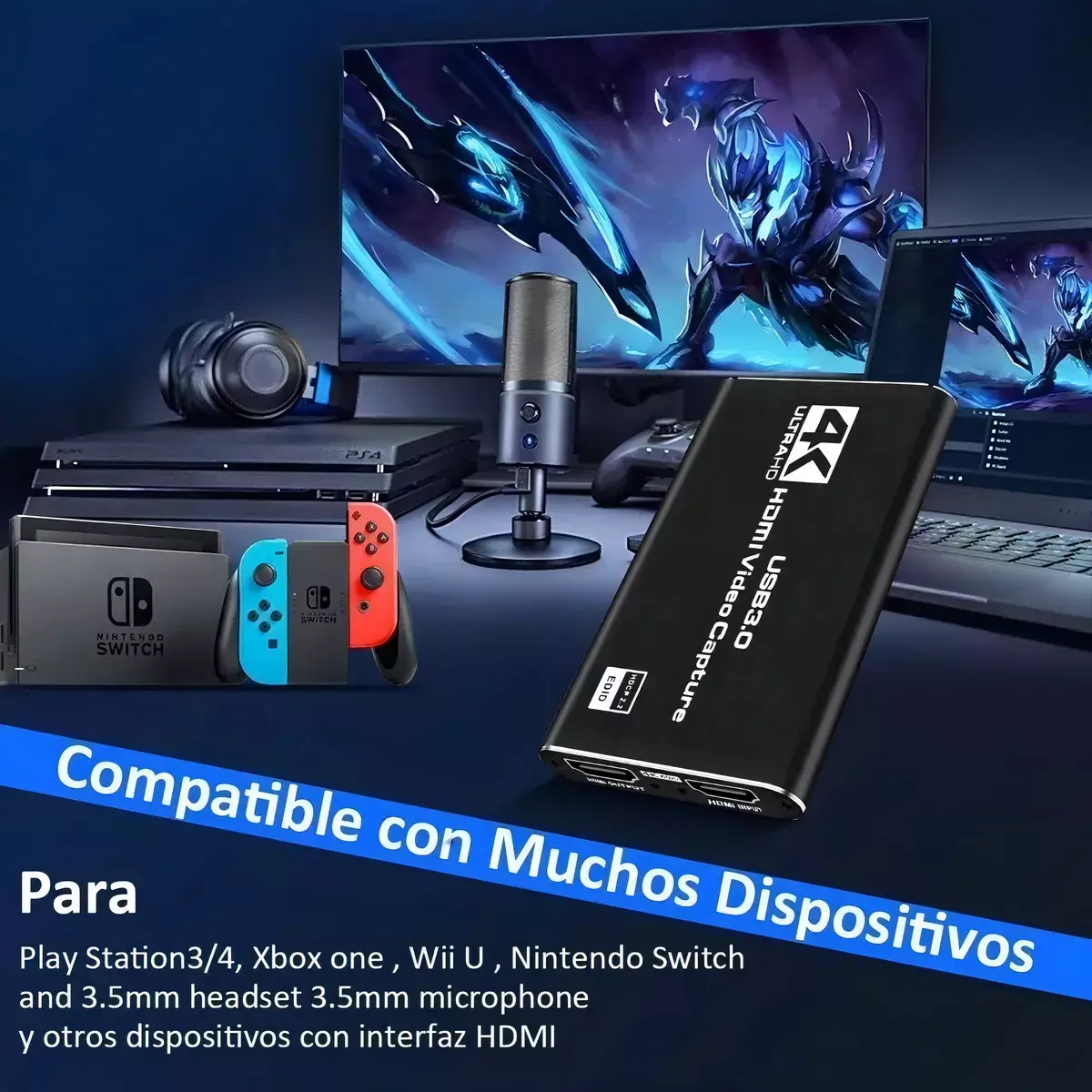 Capturadora De Video HDMI USB 3.0 4K Ultra HD Compatibilidad Amplia-8