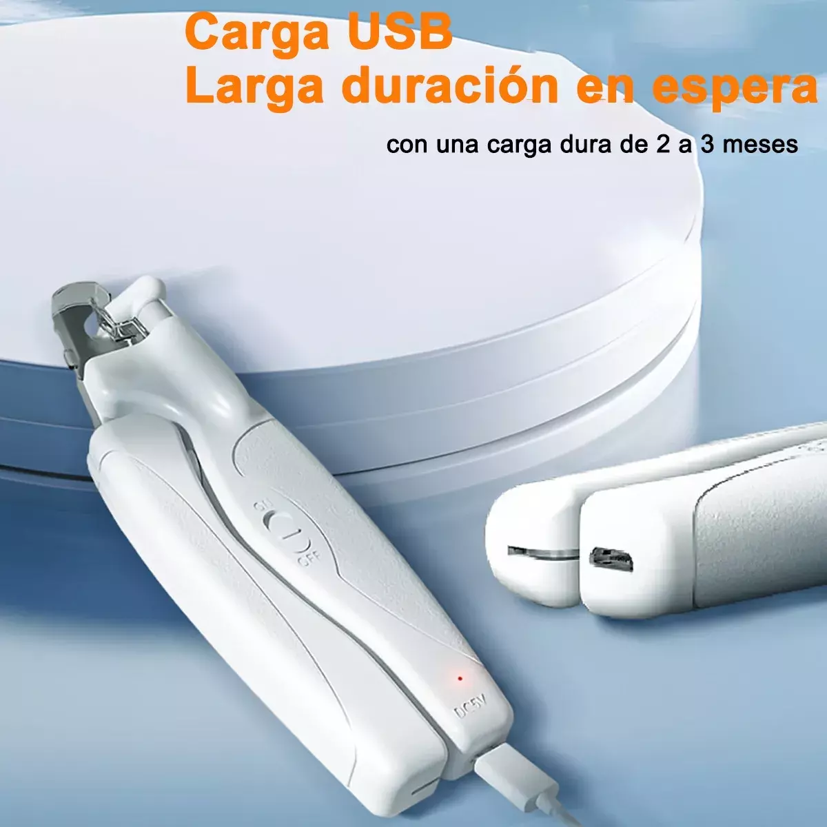 Cortauñas Para Mascotas LED Recargable USB Acero Inoxidable Lima Integrada-5