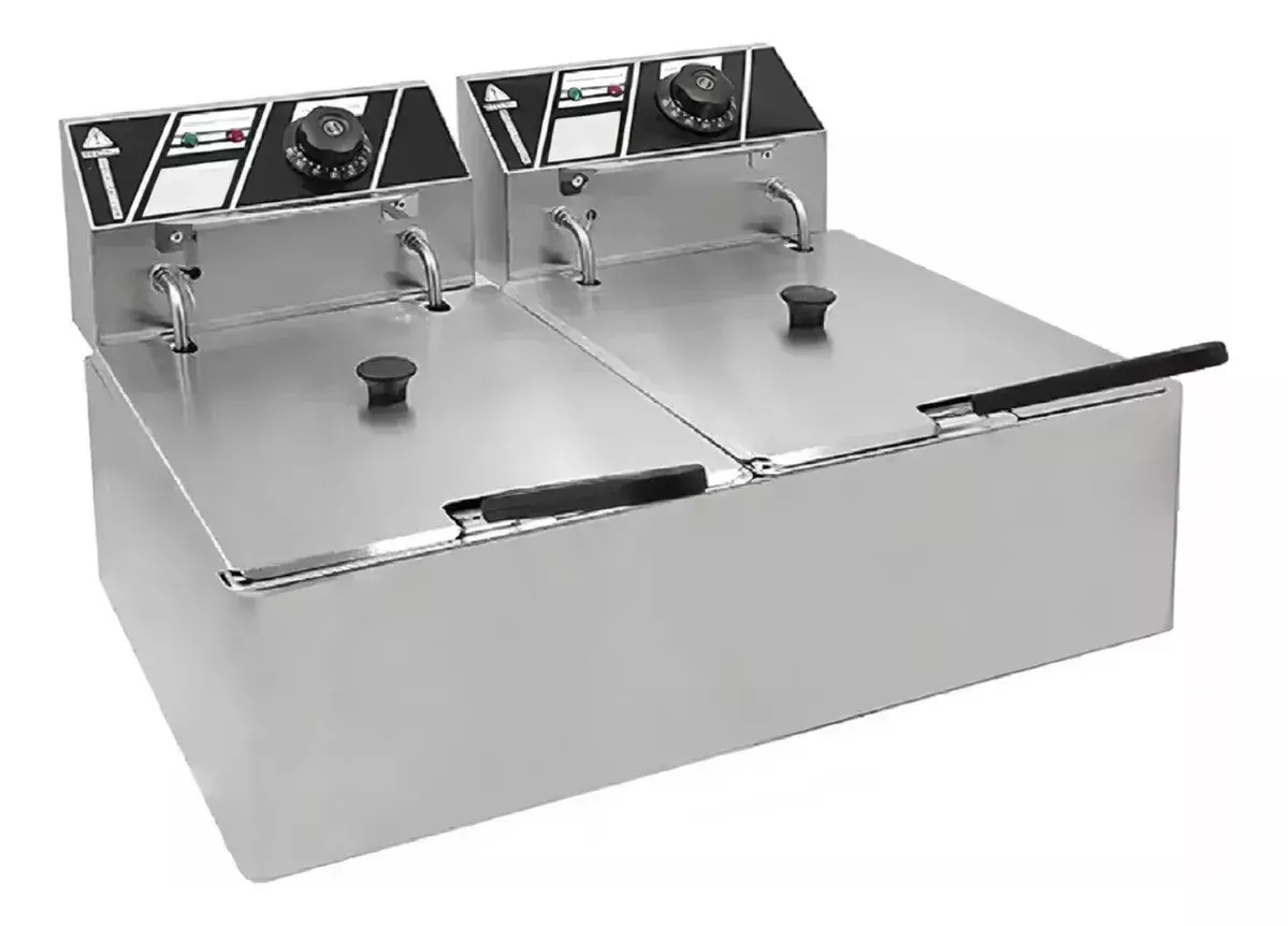 Freidora Industrial Doble Acero Inoxidable 12L Ahorro Energético-5