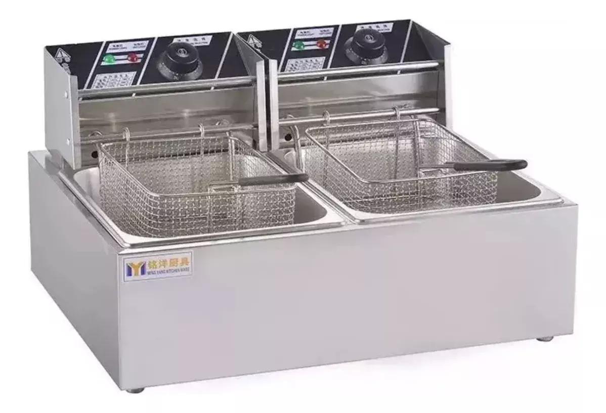 Freidora Industrial Doble Acero Inoxidable 12L Ahorro Energético-6