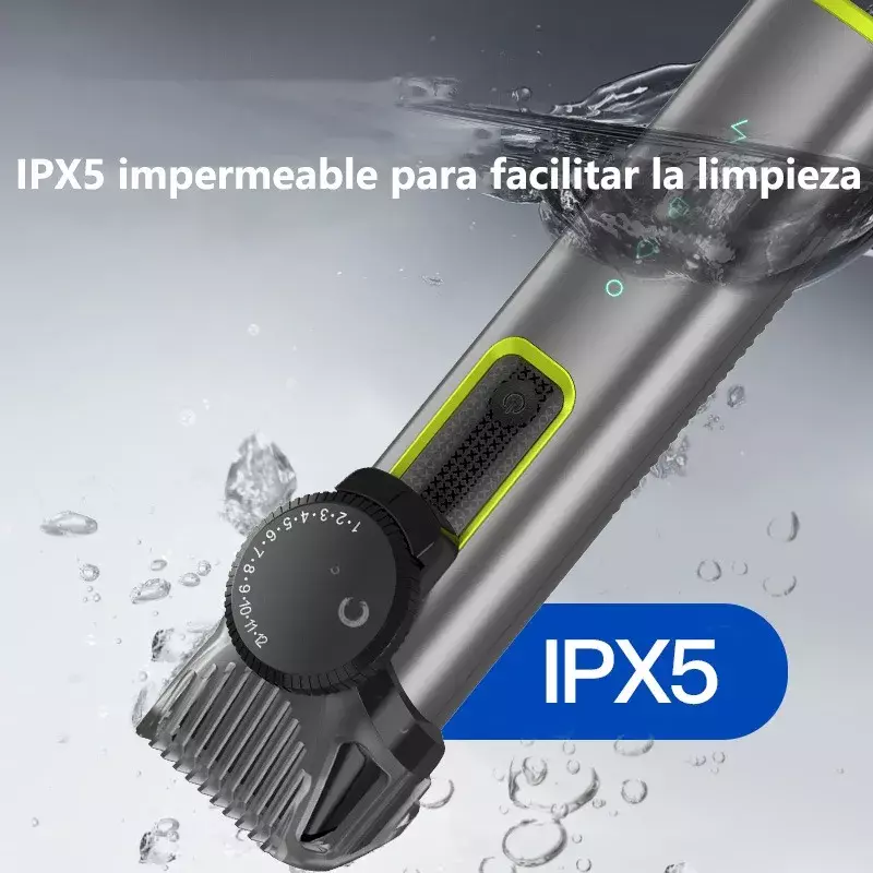 Recortadora de Barba Ajustable Acero Inoxidable Impermeable Carga USB-2