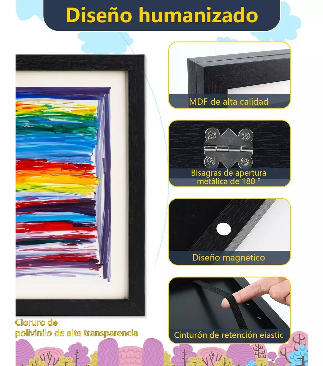 Marco Organizativo para Dibujos Infantil MDF Negro 33x24 cm-2