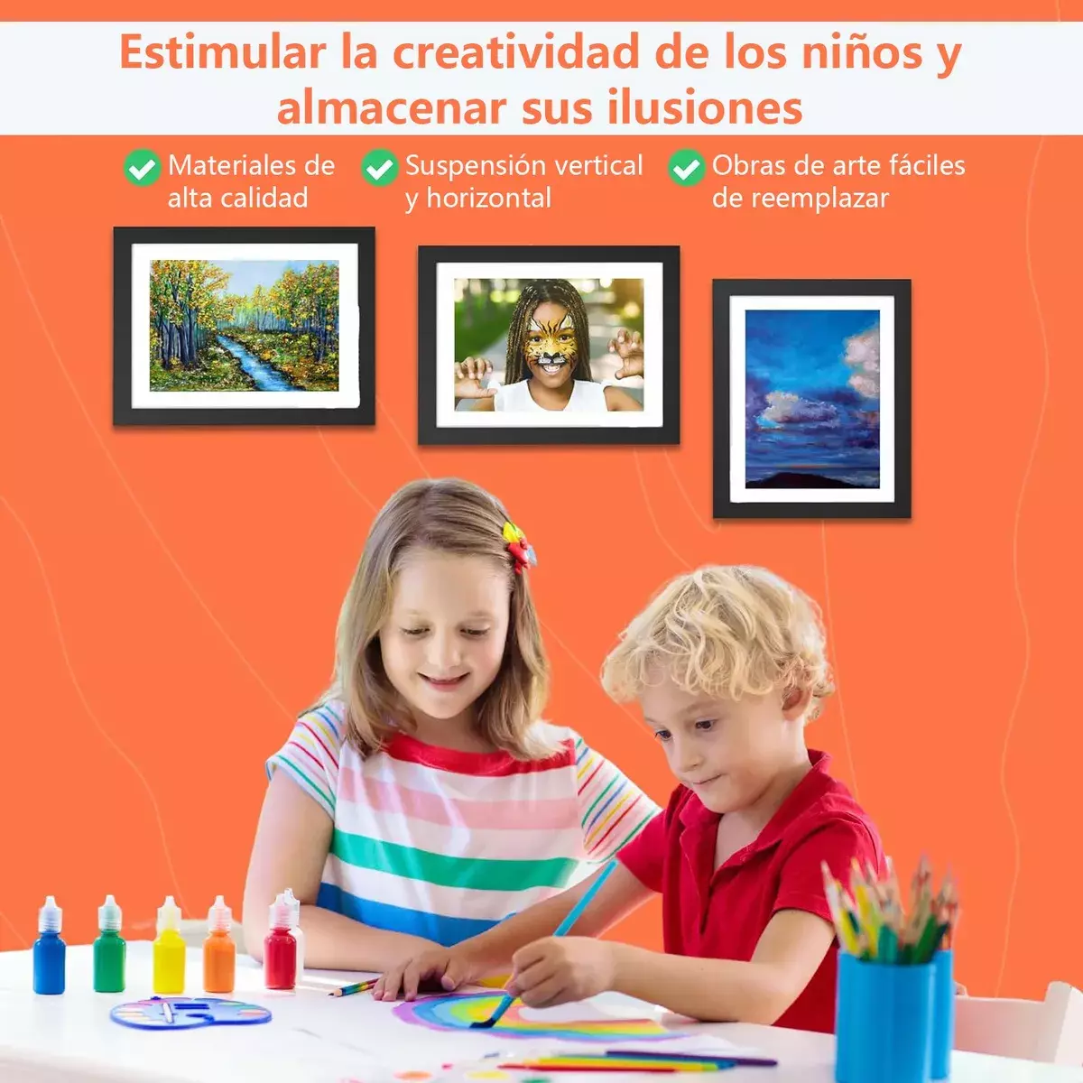 Marco Organizativo para Dibujos Infantil MDF Negro 33x24 cm-3