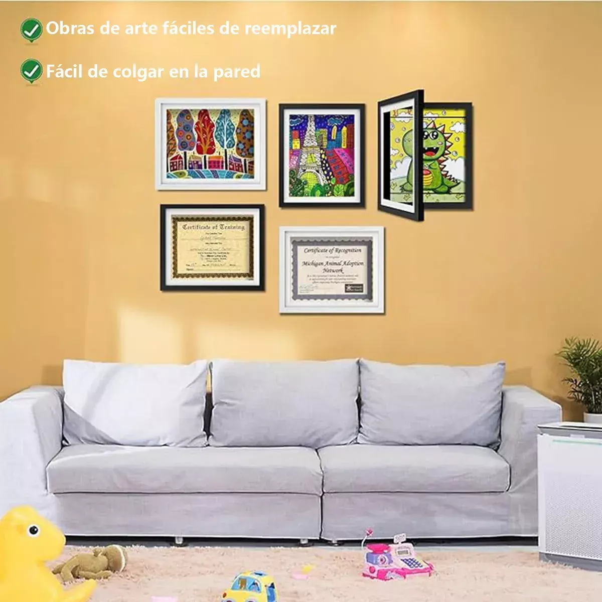 Marco Organizativo para Dibujos Infantil MDF Negro 33x24 cm-5