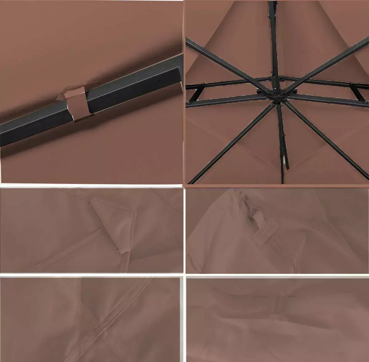 Toldo Repuesto Impermeable Anti-UV Marrón 300x300cm Outdoor-3