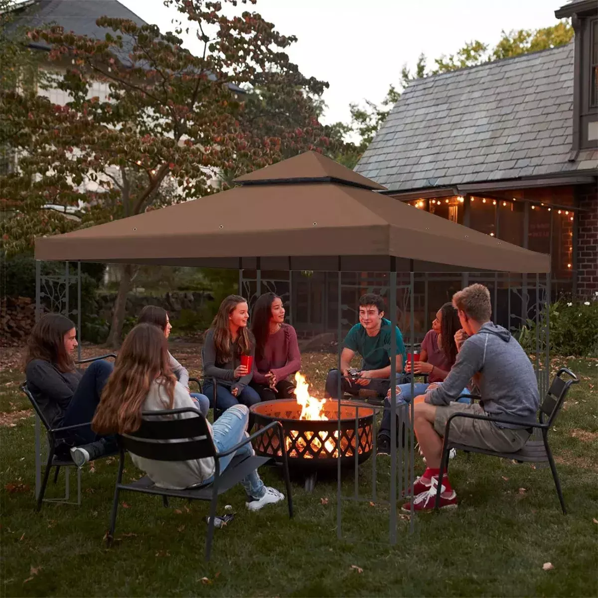 Toldo Repuesto Impermeable Anti-UV Marrón 300x300cm Outdoor-6