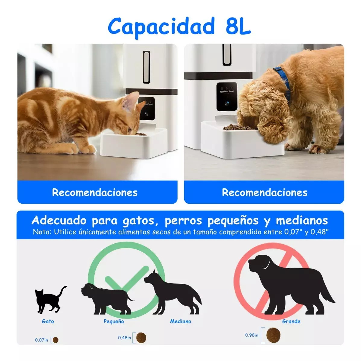 Comedero Automático Para Mascotas 8L Con Cámara HD 1080P Control APP-2