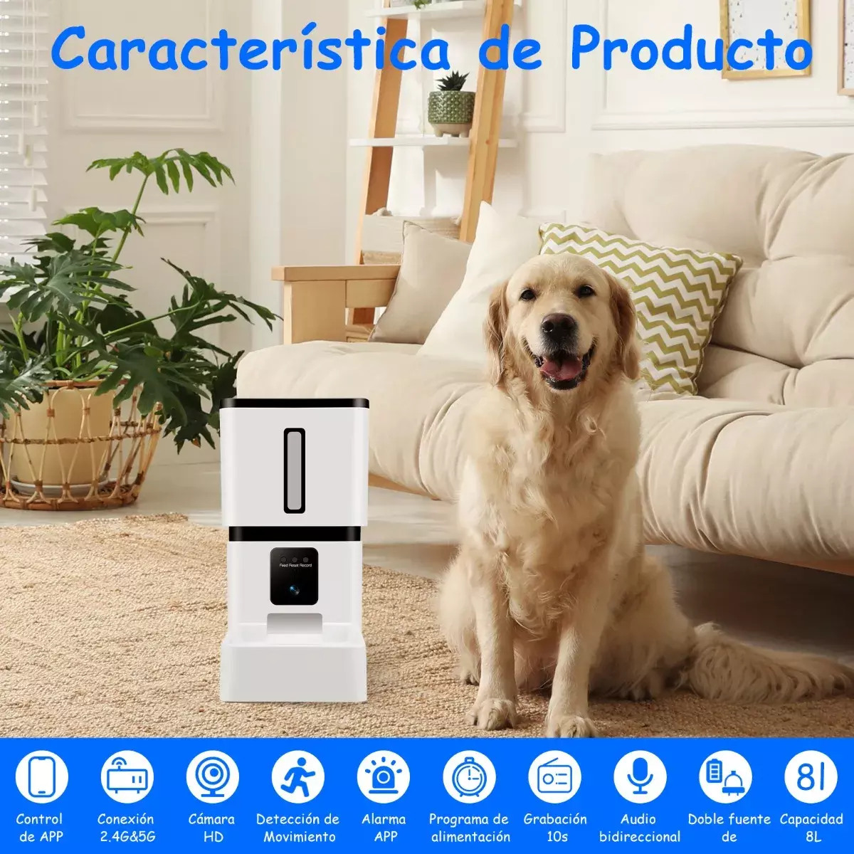 Comedero Automático Para Mascotas 8L Con Cámara HD 1080P Control APP-3