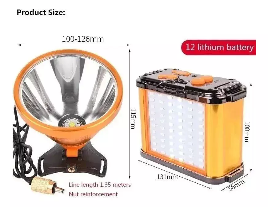Lámpara Frontal Recargable LED 1200W Luz Blanca y Color Ajustable-5