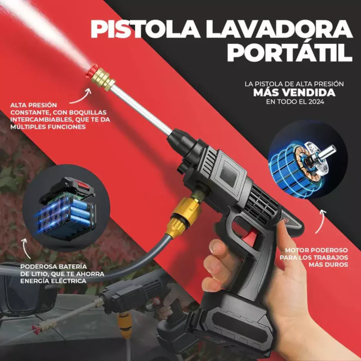 Pistola Lavadora Portátil Alta Presión Inalámbrica 48VF Multifuncional-1