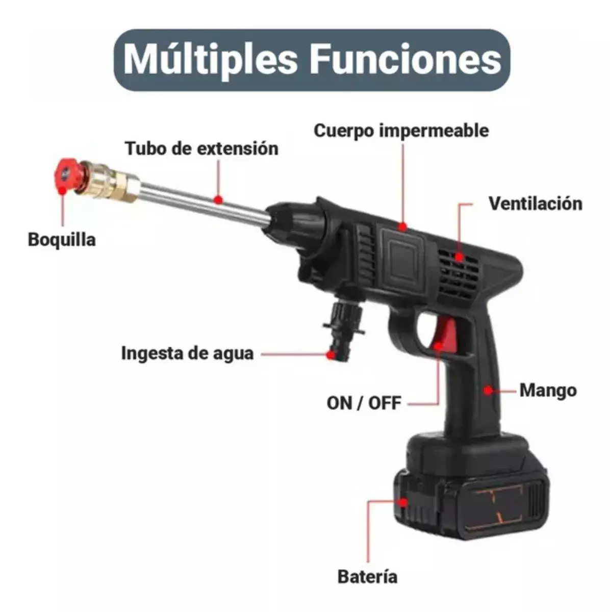 Pistola Lavadora Portátil Alta Presión Inalámbrica 48VF Multifuncional-2