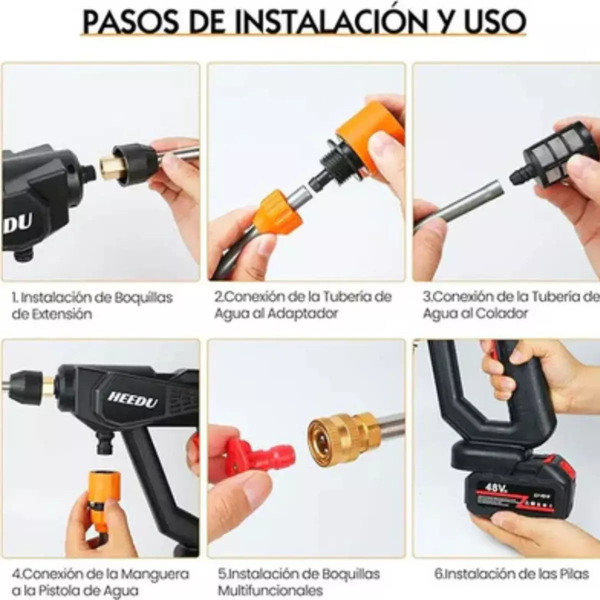 Pistola Lavadora Portátil Alta Presión Inalámbrica 48VF Multifuncional-4