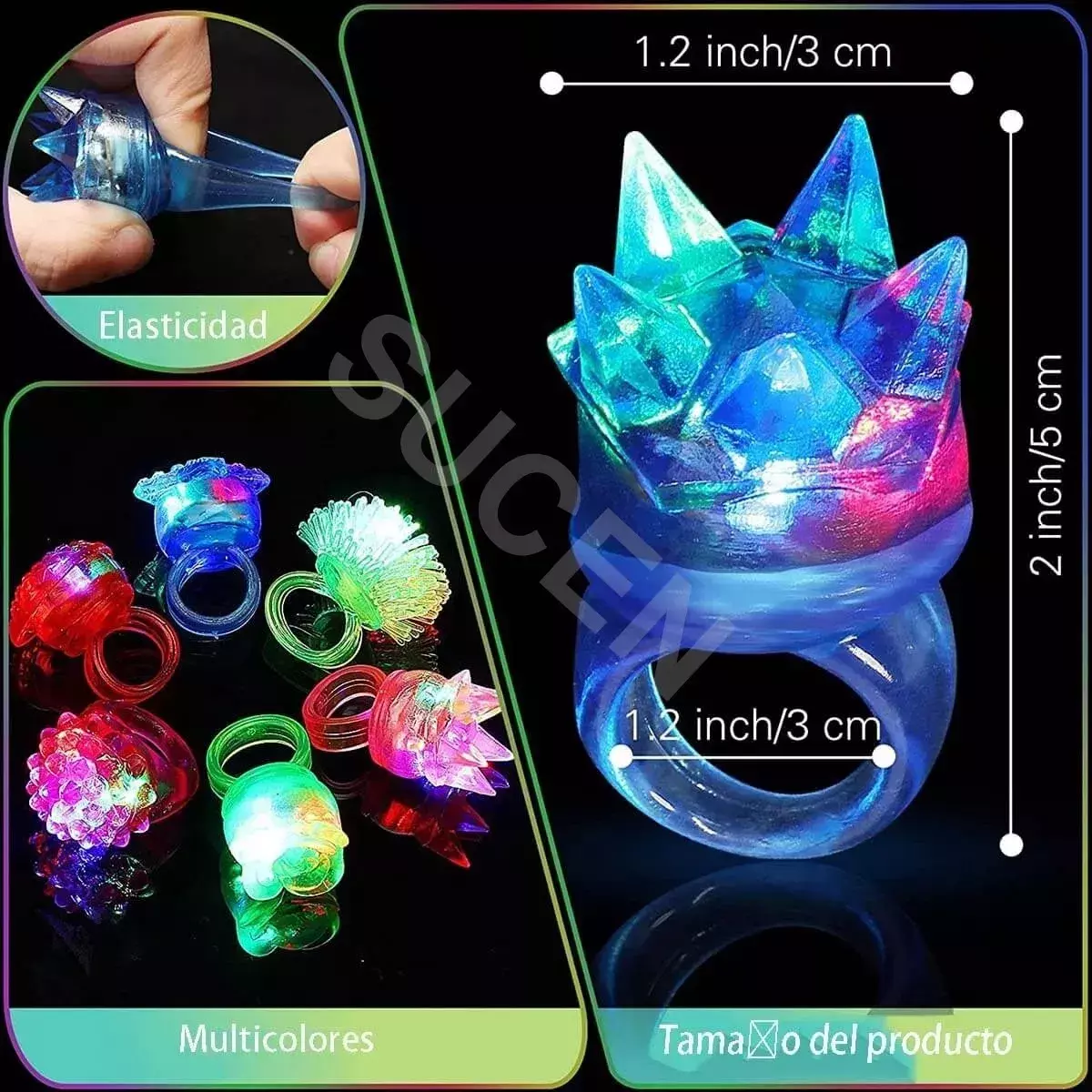 Anillos LED Multicolor Luminosos 36 Piezas Fiesta Infantil Decoración-3